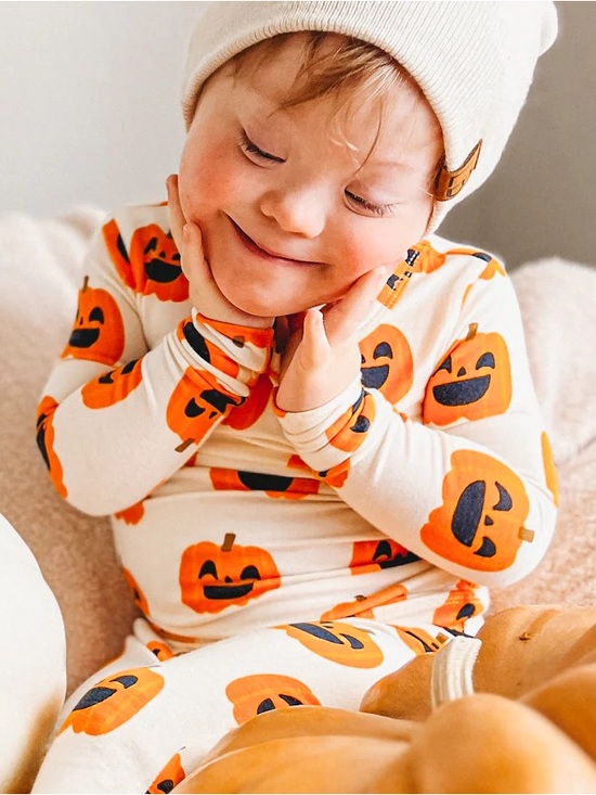 Spearmint Love Other - Spearmint Love Unisex Kids Jack-O-Lantern Print 2-Piece Pajama Set Orange Cream